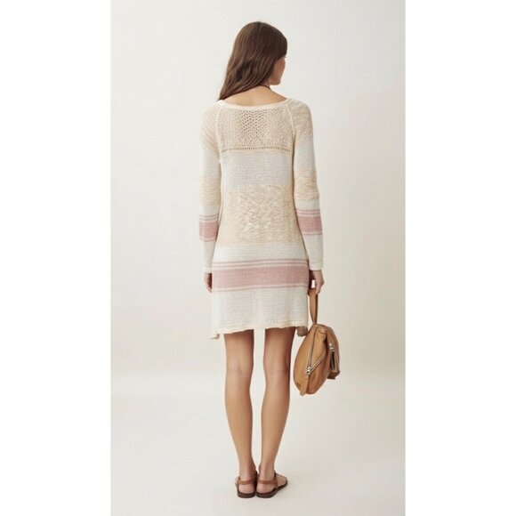 Free People Striped Distressed Knit Mini Dress | Coastal Grandmother Grunge Boho - Picture 6 of 16